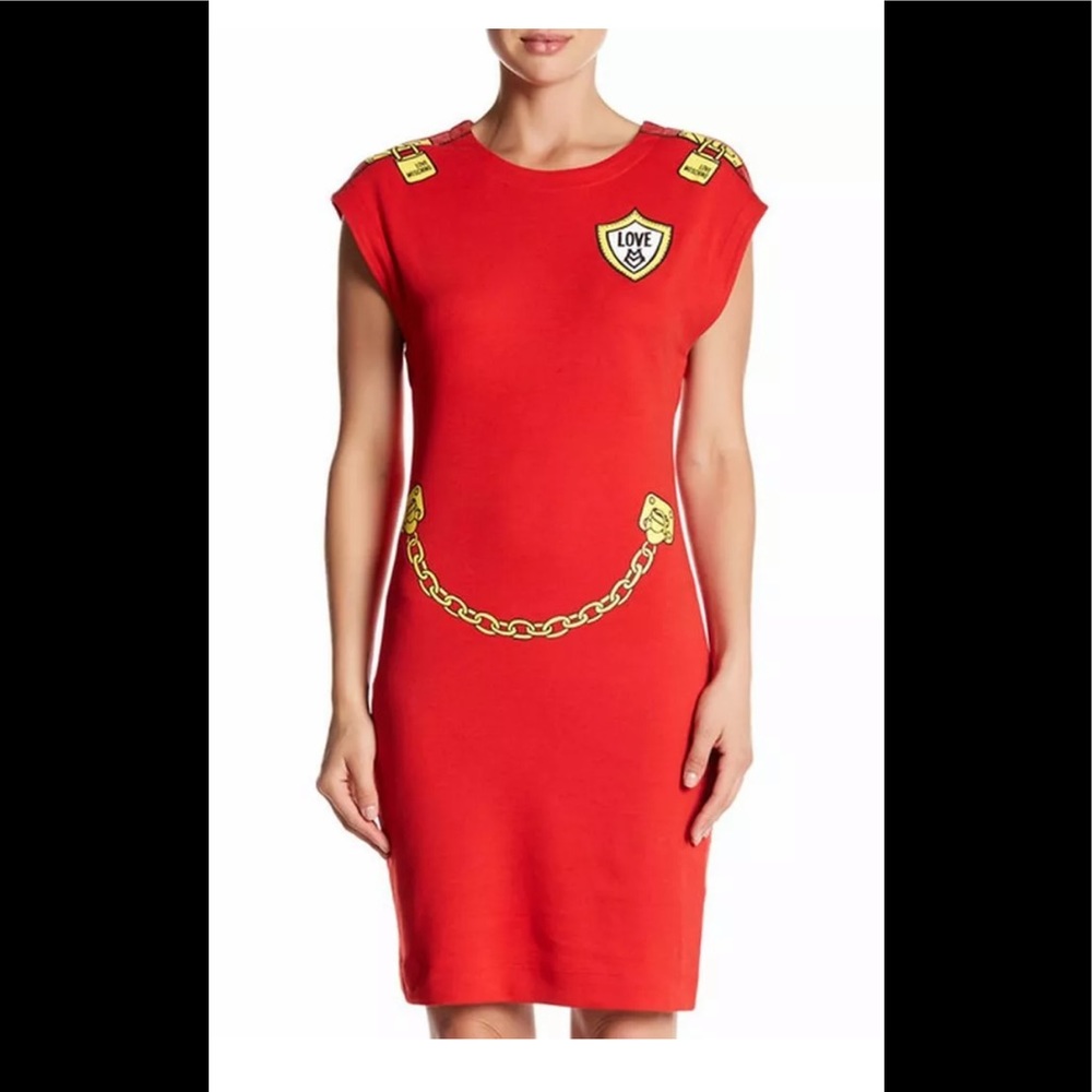 NWT LOVE Moschino Red "Love & Chain" Dress